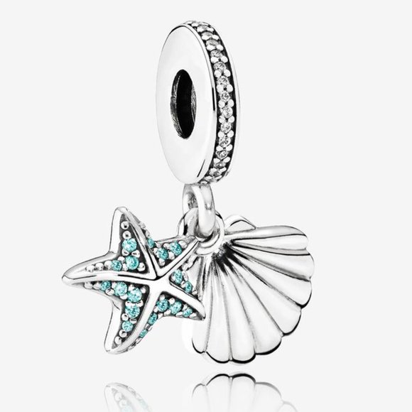 Pandora Starfish and Sea Shell Dangle Charm, RETIRED - Picture 1 of 10